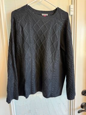 Vince Camuto Black Cable Knit Pullover Sweater